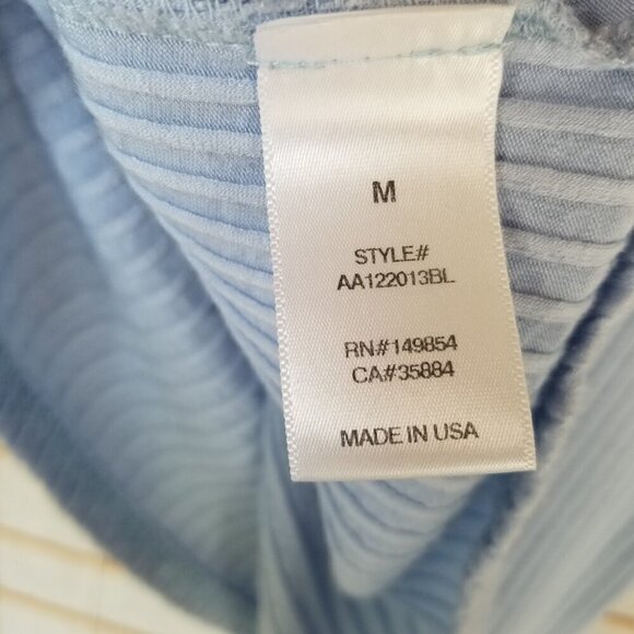 Sadie & Sage Stretch Knit Top Y2K Light Blue Size Medium Deep V-Neck - Picture 7 of 8